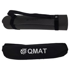 QMAT 5mm加大橡膠瑜珈墊 含鬆緊帶 + 收納揹袋, 黑色, 1組