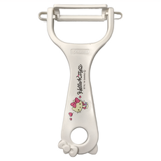 KyOCERa 京瓷 日本製 京瓷抗菌 凱蒂貓Kitty 陶瓷削皮器去皮器 14.5 x 8.1 x 1.8cm 日本境內版 29g, 純白色, 1個