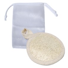 Sophie Savon 蘇菲皂 洗臉用絲瓜絡片 附網袋 8 x 8cm 天然材質溫和去角質, 1個, 單一顏色