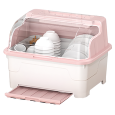方形碗盤收納箱 特大號 餐具分隔 碗筷刀叉收納, 粉白, 1個