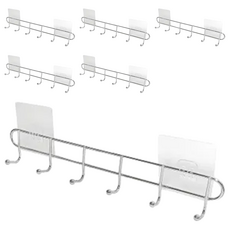 YI SHUIN 亞晨 皇家無痕貼 六連勾, 鐵製, 35x5.5x4cm, 6個, 銀色