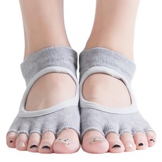 透氣露趾露背瑜珈襪 腳背簍空設計 腳底滿版矽膠防滑, 適合22~25cm, 灰色