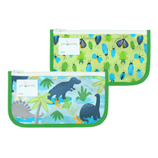 green sprouts 小綠芽 可重複使用食物袋 零食袋或小物收納袋 兩件組, 不適用, 恐龍叢林, 1組