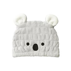 CB JAPAN carari 動物造型超細纖維浴帽, 無尾熊灰, 1個