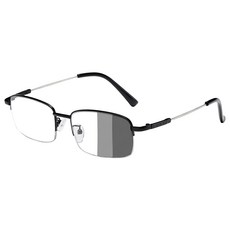 Quinta UV400漸進多焦點防藍光老花眼鏡 黑銀框150度 智能變色 抗紫外線 記憶鈦, QTPM3039B, 1個