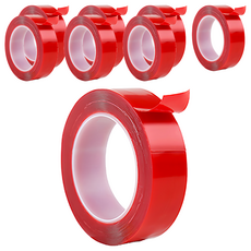 雙面無痕強力膠條 30mm x 3m, 紅色/透明色, 8捲