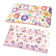 純棉可水洗安撫兒童荳荳枕頭 Set 2, 43 x 28 x 6cm, 花朵獨角獸 + 彩虹飛馬