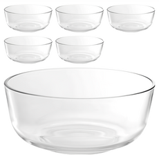 Ocean Glass BOWL 18cm大碗 沙拉碗/水果碗/點心碗 適用於家庭聚餐/朋友聚會, 透明色, 6個