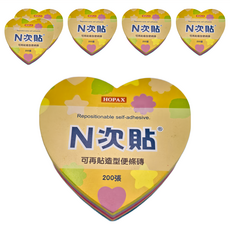 N次貼 可再貼造型便條磚 200張, 愛心螢光混款5色, 6組