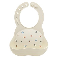 FROMISE 矽膠圍兜, 頂級矽膠材質, 輕量型設計, 多款圖案可選, 白色森林, 1個