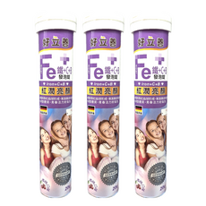 heilusan 好立善 鐵+C+B 發泡錠，紅潤亮顏, 4.1g, 20顆, 3條