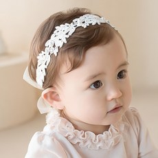 HAPPY PRINCE 嬰兒蕾絲頭帶, F, 象牙白