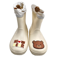 兒童款萌趣可愛雨鞋, 米白小熊, L