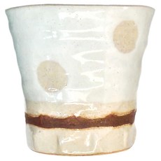 日本 美濃燒 手作茶杯 陶瓷 9.3cm x 9cm 260ml, 水玉, 1個