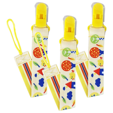 PUKU 藍色企鵝 繽紛寬版防掉帶, 奶嘴夾, 黃色, 3條