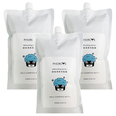 PHORCYS 馥絲 歐咖去油洗髮露洗油頭 大容量, 1L, 3包
