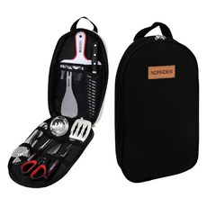 NOMADE 純粹黑廚房7件組, 飯匙 + 菜刀 + 夾子 + 剪刀 + 勺子 + 砧板 + 鍋鏟 + 收納袋, N7909, 1組