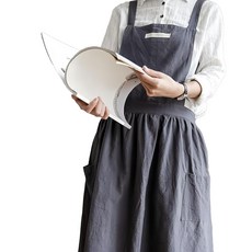 Kamang 水洗棉連身裙式圍裙, 炭灰色, 1個