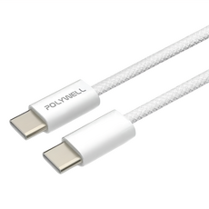 POLYWELL 寶利威爾 PD編織快充線 Type-C-Type-C PW15-W45-M804, 2m, 灰白色, 1條