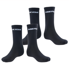 MERIDA 美利達 車襪 L(28cm) - 舒適透氣 彈性貼合 自行車運動襪, 黑底 + 白字, 2雙