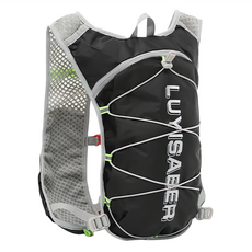 LUYISABER 輕量防潑水運動跑步反光登山包，尼龍材質，容量約20L, 37 x 20 x 7cm, 黑色