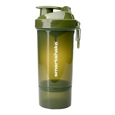 SmartShake Original2Go 雙層搖搖杯 篩粉網 掛鉤 輕巧方便攜帶, 戰地綠, 800ml, 1個