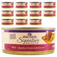 WELLNESS 寵物健康 貓用 SS 名廚特選主食罐, 鮮雞肉泥 + 牛肉泥, 150g, 12罐