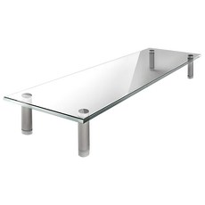 Ermutek 二木科技 加長版強化鋼化玻璃桌上型螢幕收納架, 可調整高度, 承重高達10KG, SR-010