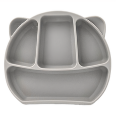 矽膠吸盤餐盤 630ml/330g 耐熱220度, 山嵐灰色, 1組