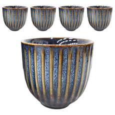 JUST HOME 深藍窯變陶瓷茶杯 6.8x6.6cmH 100ml, 藍色, 1組