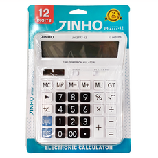 JINHO 京禾 12位元計算機, JH-2777-12, 太陽能/電池雙重電源, 大型螢幕顯示, 灰色, 1個