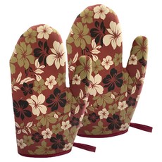 J&N 花槿日式隔熱手套, 紅色, 1組