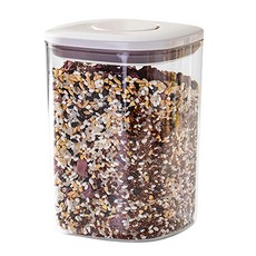 寵物密封儲糧桶 小口徑長方款, 透明色/白色, 1個, 1L