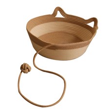 Hanta 貓尾巴編織寵物窩 棉線材質 開口直徑40cm 編織籃+棉線圓形墊, 1個