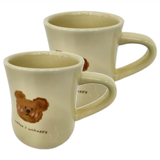 沐慕家居 陶瓷防滑餐具 杯子 2個, 臭臉熊