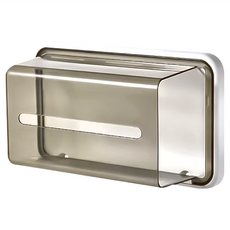 磁吸式紙巾盒, 強力磁吸, 承重力強不掉落, 圓潤邊角, 快速換紙, 安裝方便, 透灰色, 1個