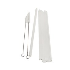 手搖杯專用斜口玻璃吸管 4支 + 粗細毛刷各1支, 1組, 6個