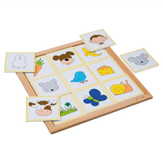 Educo 雙層動物拼圖系列 動物與之食物 木製玩具 3歲以上, 18片, 1組