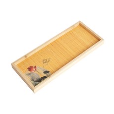 長方形印花竹制茶奉 附竹茶墊, 棕色, 1組