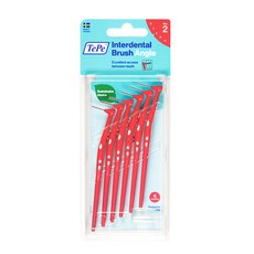 TePe 緹碧 L型長柄牙間刷 刷毛柔軟不刺激牙齦 有效去除牙縫中的牙菌斑 方便清潔後牙, 0.5mm, 6入, 1盒