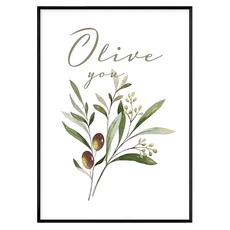 Boluo 波蘿選畫所 Olive You 說愛你 掛畫, 黑色
