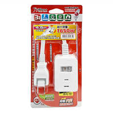 iPlus 保護傘 1切3座旋轉插頭延長線/中繼線 PU-2133, 4.5m, 白色, 1個