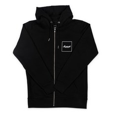 Marshall Square Logo Hoodie 拉鍊連帽外套, L, 黑色