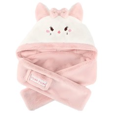 TSUM TSUM 兒童款絨毛保暖圍巾圍脖帽, 長90cm, 瑪麗貓