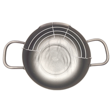 YOSHIKAWA 吉川 鐵製油炸鍋 附網架, 22cm, 銀色, 1個