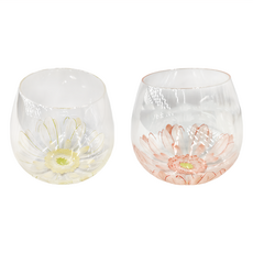 TOYO-SASAKI GLASS 東洋佐佐木 BeneDire 搖搖花杯組 91 x 72mm, 黃色 +粉紅色, 2入