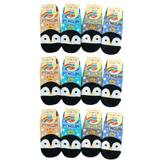 JY SOCKS 靴下屋 男童款直版襪 - 襪底有止滑顆粒, 台灣製造, 企鵝, 3~6歲 15~18cm