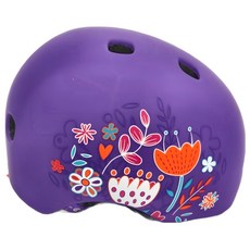 Micro Scooters Helmet LED 安全帽，後方附有紅色LED警示燈, S(頭圍48~53cm), 紫色花朵, 1個