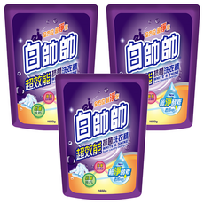 白帥帥 抗菌洗衣精 超效能 補充包, 有效去除頑固污漬 適用多種材質, 1650g, 3包