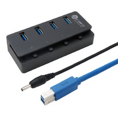 KTnet 廣鐸 H5 4埠USB3.0 + TYPEC 集線器 5Gbps 高速傳輸 獨立開關 LED燈號設計, 黑色, 1個